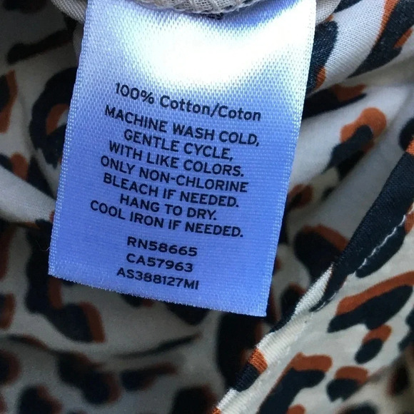 1901 Leopard Print Long Sleeve Cotton Voile Blouse Tan Brown Animal Button Down - Picture 4 of 7